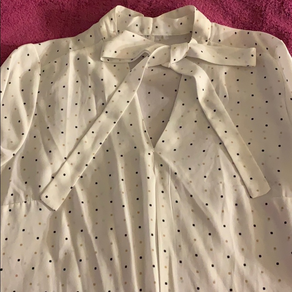 Off white polyester shirt with Black & Tan squares